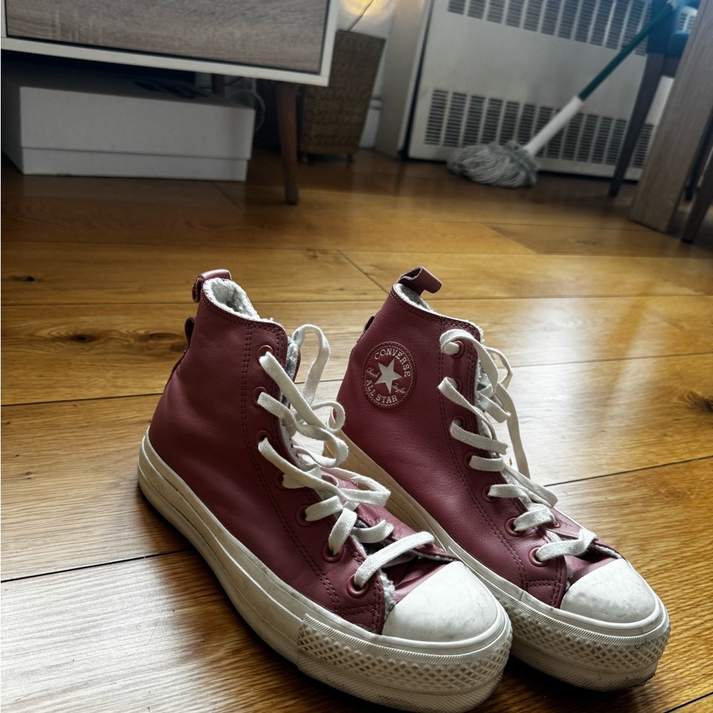 Converse Pink High-Top Sneakers with White Accents - Picture 5 of 7